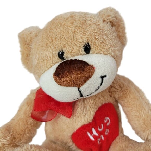 2/$15 Valentine's Day Hug Me Classic Bear Plush Brown 7" Embroider Heart Smiling - Picture 2 of 10